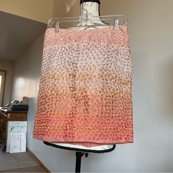 Anthropologie HD in Paris Ombré Embroidered Floral Linen Skirt - Size 4 - Picture 6 of 14